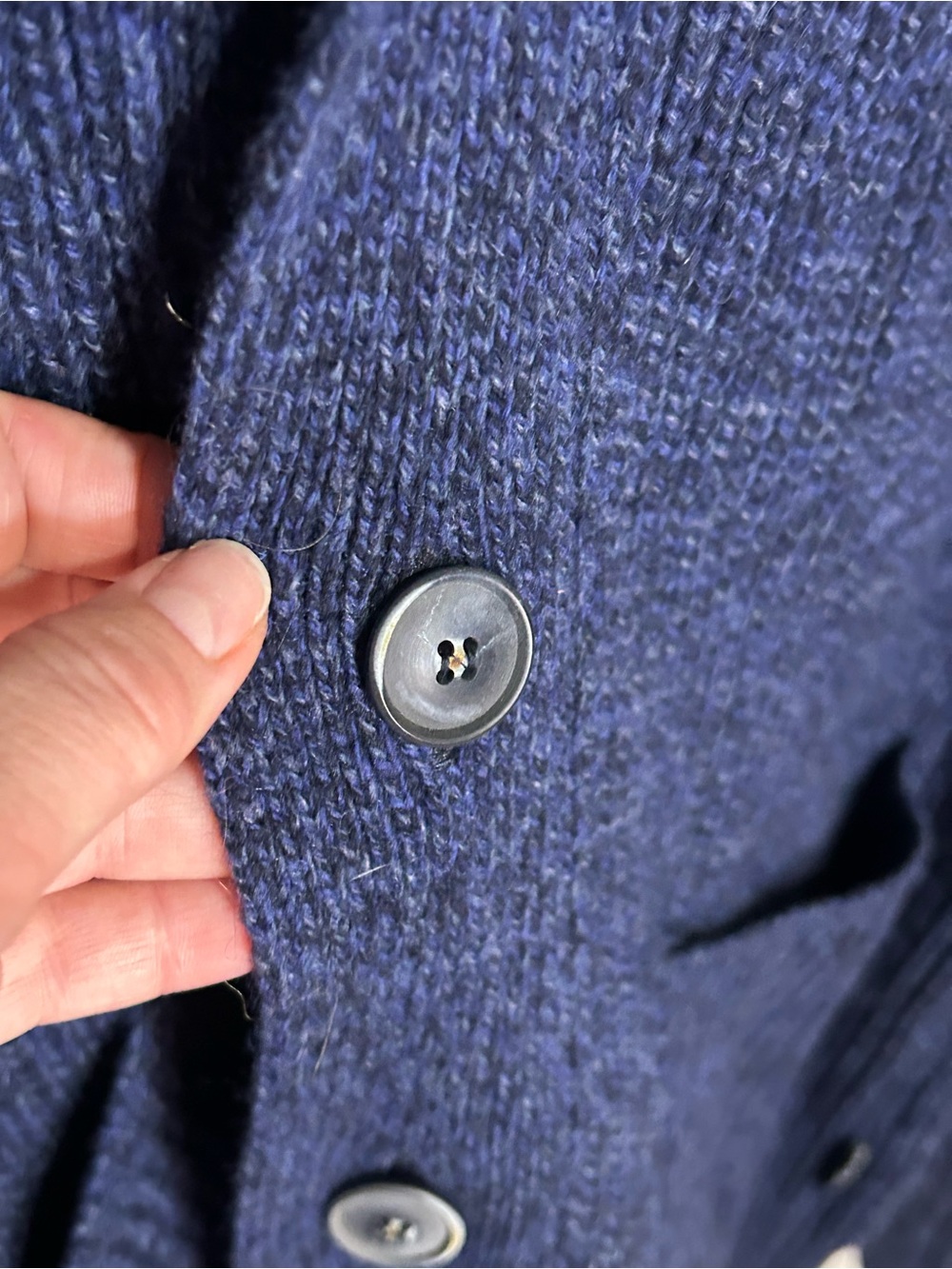 Hörst Men’s Navy Wool Shawl Collar Cardigan Made in Italy L - Picture 7 of 11